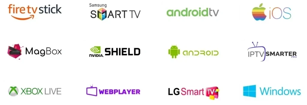 Kemo IPTV Multi-Screen Device Compatibility Kemo IPTV 4K streaming supported across Firestick, Apple TV, Smart TV, Android, iOS, Windows and MAG devices